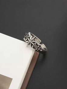 Anillo hexagonal vintage para hombres, anillo personalizado minimalista y retro único - Plata antigua - Ver 1