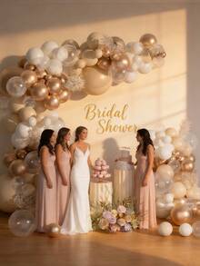 119PCS Sand White Champagne Gold Balloon Garland Arch Kit, Beige Champagne Gold Clear Wedding Balloons For Wedding Decor, Engagement Bridal Shower, Birthday, Anniversary Babyshower Balloon Arch, Elegant Gender Reveal Supplies - View 2