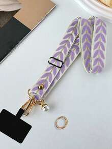 1pc Adjustable Long Crossbody Phone Lanyard With Pearl Pendant, Versatile V-Shaped Halter - Multicolor - View 6