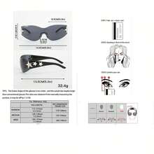 Y2K Modern  Rimless Wrap Around Frame Lightweight Durable Unisex UV Protection Lens Daily Casual Formal Occasion Fashion Accessories Minimalist Design - Chân đế màu đen hình ngôi sao đơn và các chi tiết màu đen xám. - Xem 4