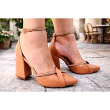 Women's Block Heel Pump With Rhinestone Straps - New Arrival, Comfortable, Ana Marie 1789 - 裸體古董 - 查看 2