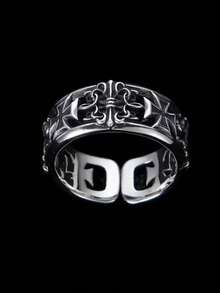 Cross Design Men's Ring, Hiphop Indie Style, Vintage Black Color Elegant Open Band - Antique Silver - View 4