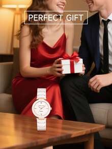 Anne Klein Đồng hồ nữ AK Watches, dây đeo gốm, mặt số kim, đồng hồ thạch anh Nhật Bản đính kim cương. - Màu trắng và vàng hồng - Xem 9