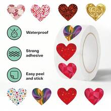 New Style Shiny Heart Series Roll Stickers (500 Pcs/Roll) - Sparkly Waterproof Decor For Phone Cases, Cups, Crafts & Gifts - 500PCS/Roll - View 3