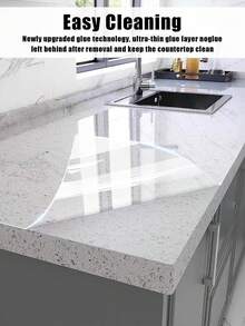 1 Roll Transparent Kitchen Protective Film, Waterproof, Oil-Proof, Flame Retardant, Mildew Proof, Removable Adhesive Sticker, Suitable For Tabletop, Wall, Coffee Table, Dining Table, Furniture, Marble Renovation, Etc. - View 3