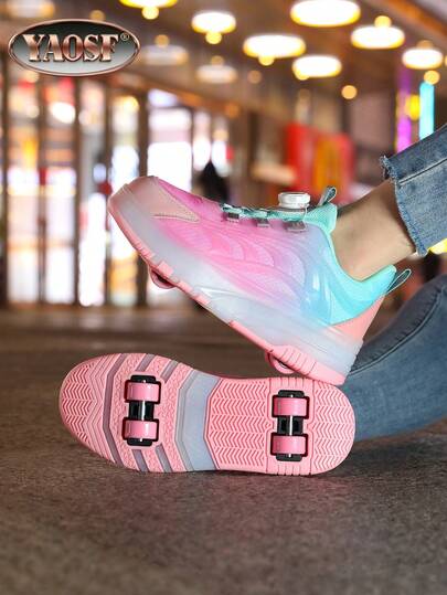 YAOSF Fashionable Children/Teens Heelys Upgraded Version With Enhanced Stability, Detachable 2-In-1 Sports Shoes, Street Cool Roller Skating Shoes, Outdoor Sports Roller Skates, Parent-Child Children's Shoes, New Model Roller Skates, New Model Ice Skates, Boys/Girls Student Outdoor Sports Roller Shoes, High-End Children's Festival Gift, Children's Birthday Gift, Made Of Lightweight Materials, Easy To Clean And Maintain, Low-Top Round-Toe Design, Suitable For Various Foot Types, Outdoor Sports Style Design, Improved Flexibility, Suitable For Outdoor Sports, All-Season