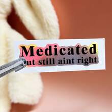 OZLICE "Medicated But Still Ain't Right" Funny Mental Health Sticker, Sarcastic Anxiety Quote Vinyl Decal, Self Deprecating Humor Waterproof Sticker For Laptop Water Bottle Journal, Relatable Wellness Gift, Simple Typography DIY Decoration - Light Film - View 14