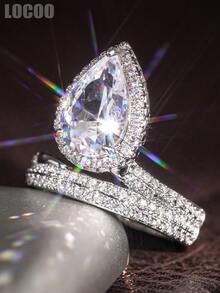 1 pièce Bague en cubic zirconia cubique jolie pour femmes pour mariage, fiançailles, anniversaire, fête, bijoux, cadeau de la Saint-Valentin - 1# - Voir 1
