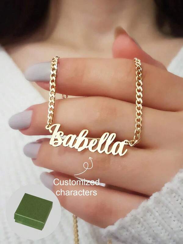 Customizable Necklace, Personalized Hip-Hop Letter And Heart Pendant Necklace, Stainless Steel Name Necklace, Gothic Style Women's Jewelry Gift Suitable For Valentine's Day, Mother's Day