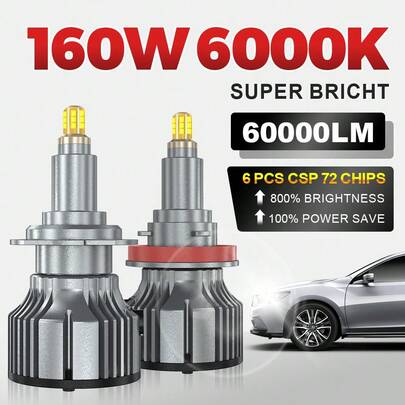 HYNBYZJ 2pcs 3D 360 H7 H11 LED Headlights 220W High Power Canbus Led H1 HB3 9005 6000K HB4 9006 H9 Turbo Car Lamp Fog Lights 12V