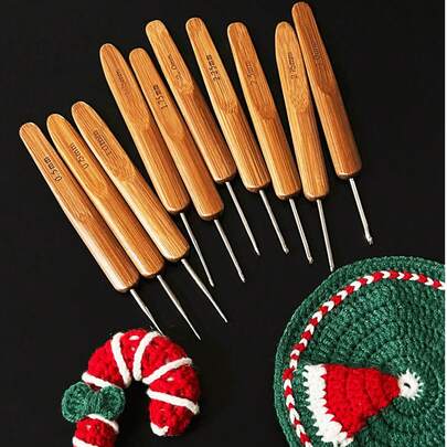 Set de 11 ganchos de ganchillo de bambú carbonizado, de 0.5mm a 3.0mm, aptos para trenzar, rastas, hacer abalorios