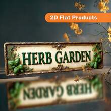 2D Flat - 1pc 2D Flat Herb Garden Metal Sign | Large Vintage Green Herb Plant Wall Decor With Herb Names - Durable Plaque For Herb Enthusiasts Gift, Suitable For Country Farmhouse, Cafe, Bar, Home Decor - 16"X4"/40x10cm - 1PC - 查看 1