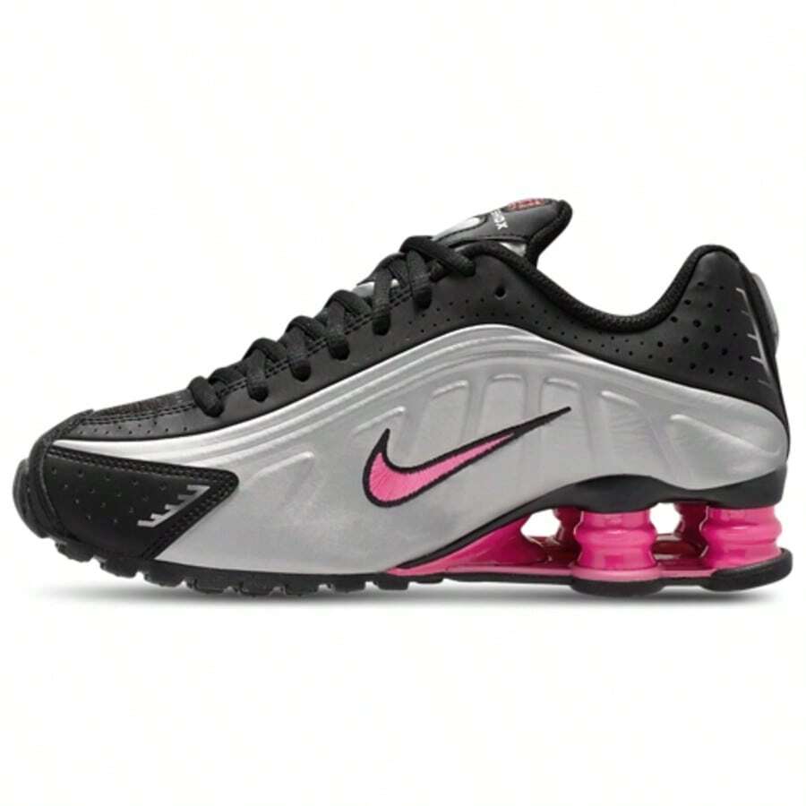 Nike Shox R4 GS 'Black Metallic Silver Pinksicle' Kid's -CW2626-006 | Cross-Training Ready, Supportive Fit - 黑銀粉 - 查看 1