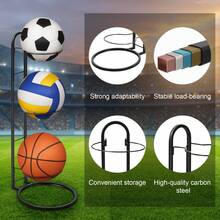 Metal Ball Storage Rack Vertical Sports Equipment Organizer Stand Sports Football Stand For Football Basketball Volleyball - Black-three Layers - View 4