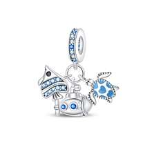 1pc 925 Silver-Plated Ocean Series Small Ship Binoculars With Starfish, Fish Tail Waves With Cubic Zirconia Diamonds, Sea Fish And Sea Turtle Robots, Glowing Jellyfish, Ship Steering Wheel, Whale, Shell, Starfish, Seahorse, Compass, Ship, Starfish DIY Quality Charms, DIY Creative Bracelet, Summer Ocean Romance, Exquisite Birthday, Valentine's Day And Other Holiday Gifts - Multicolor - View 15