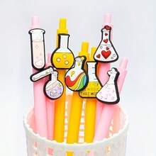 5/10pcs Lab Theme Retractable Ballpoint Pens - Random Styles With Black Ink, Soft Plastic Material, Creative Test Tube & Beaker Design, Suitable For Office & School Use, Stationery | Creative Design | Retractable Pen, Student Ballpoint Pen - Random - View 4