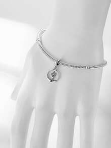 1 Piece Of Minimalist 925 Sterling Silver Yoga Stretching Pendant Bead DIY Souvenir For Both Men And Women's Birthdays - Silver - View 4