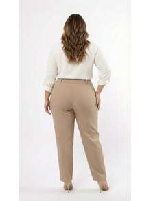 Plus Size Tailored Dress Pants - Beis - Ver 3