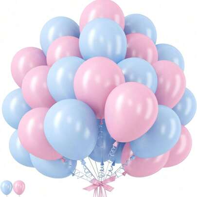 10 Inch Pink And Blue Latex Balloons, Baby Pink And Light Blue Helium Balloons For Boy Or Girl Gender Reveal Baby Shower Party