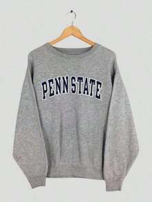 Men And Women Winter Sweatshirt [Unisex] Vintage Sweatshirt Printed Spell Out Jumper Psu Nittany Lions Sweater Size, Valentine's Day GiftUnisex Casual-Shirts - 淺灰色 - 查看 1