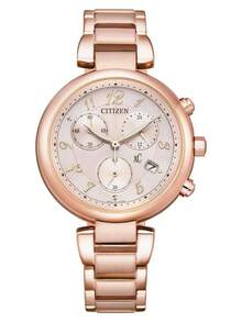 CITIZEN 38mm Rose Gold Ion-Plated Stainless Steel Case, Rose Gold Ion-Plated Bezel, Silver Dial With Arabic Numerals, 3 Sub-Dials And 3 O'clock Date Display, Rose Gold Ion-Plated Stainless Steel Strap, Mineral Glass Crystal, 30M Water Resistant, -Drive FB1452-66X Movement - Rose Gold - View 1