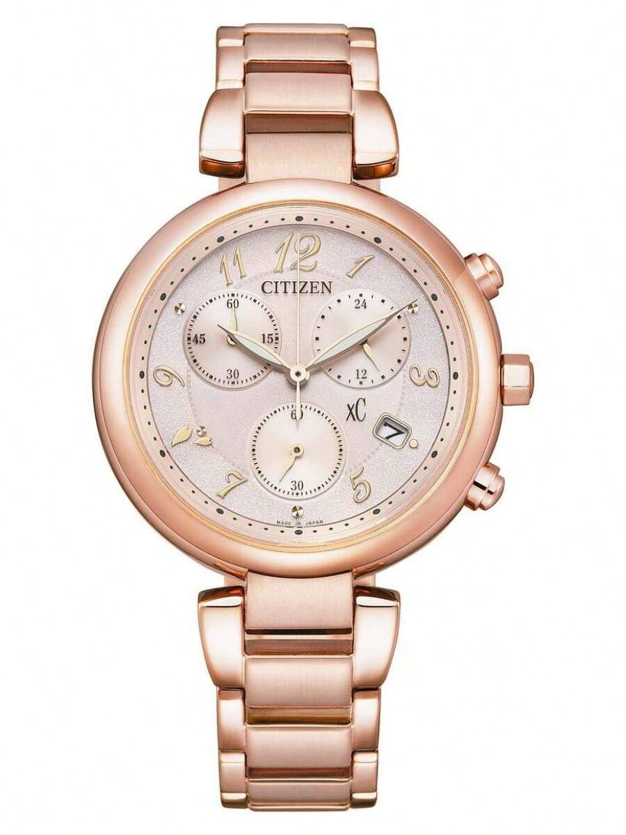 CITIZEN 38mm Rose Gold Ion-Plated Stainless Steel Case, Rose Gold Ion-Plated Bezel, Silver Dial With Arabic Numerals, 3 Sub-Dials And 3 O'clock Date Display, Rose Gold Ion-Plated Stainless Steel Strap, Mineral Glass Crystal, 30M Water Resistant, -Drive FB1452-66X Movement - Rose Gold - View 1