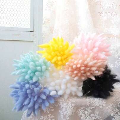 [Populärt val] 60 st. Boho Chic torkad kaninsvansgräsbukett - Färgglad Lagurus Ovatus för vår- och sommarinredning, perfekt för bröllop, påsk, St. Patrick's Day och estetiska rumsdetaljer, bordsdekor, blandade blommor