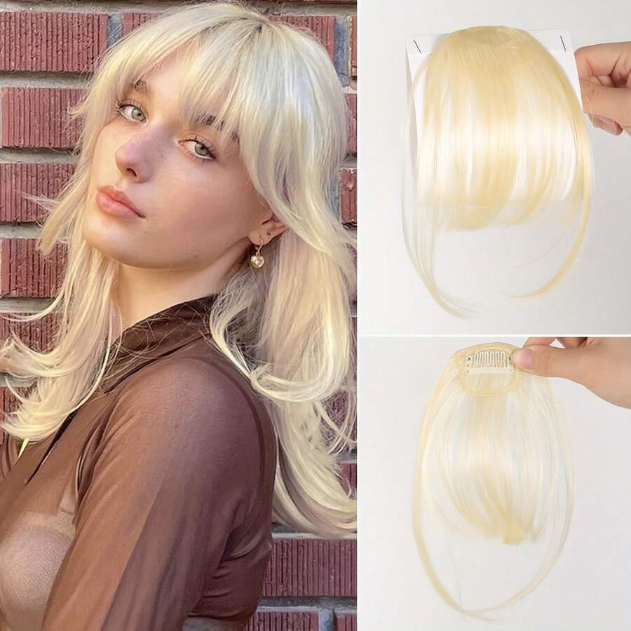 Human Hair Bangs, Invisible Extension Hair Strands, Natural And Realistic. Soft And Breathable, Easy To Wear, Ideal For Adding To Your Hairstyle When Vacationing At The Beach, Instantly Creating A Vibrant, Fresh And Charming Look. - Multicolor - View 1