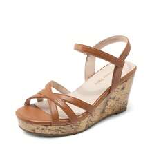 Girls' Summer Wedge Sandals Flatform Open Toe Ankle Strap Platform Sandals Suitable For Daily Occasions & Parties - Brown - View 1