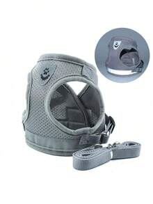 Cat Harness Leash And Small Dog Harness Leash, All-Weather Mesh Harness, Cat Harness Leash With Reflective Strips, Adjustable Walking Harness Suitable For Small Cats (Pink Pattern), Cat Spiral Spring Toy, Cat Collar With Bell - Baby Pink - View 8