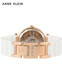 Anne Klein Đồng hồ nữ AK Watches, dây đeo gốm, mặt số kim, đồng hồ thạch anh Nhật Bản đính kim cương. - Màu trắng và vàng hồng - Xem 8