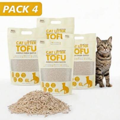 PACK 4 Bolsas 6L/2,5kg Arena de Tofu para Gatos