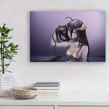 Framed Japanese Anime Overlord Albedo Poster - Elegant Female Overlord Canvas Wall Art Print With Wrap-Around Frame, Dark Purple Background - Perfect For Home, Office, Anime Decor - Ideal Graduation Gift For Anime Fans, Anime Wall Art, Home Decoration - Đã đóng khung - Xem 2