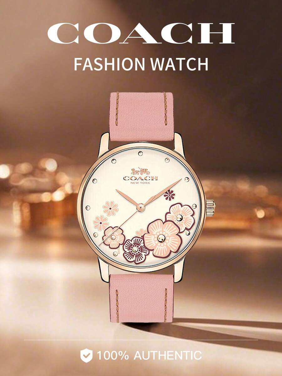Coach Đồng hồ nữ dây đeo cao cấp, đồng hồ thạch anh chống nước, kiểu dáng thời trang, sáng tạo dành cho phụ nữ. - Hồng - Xem 1
