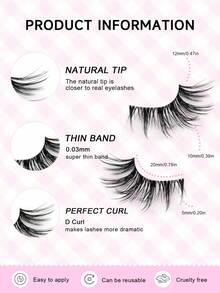 GROINNEYA 7对半条式假睫毛，透明带猫眼假睫毛，轻盈蓬松的貂毛假睫毛，拉长眼尾，飞扬的交叉假睫毛，精致可重复使用，适合日常通勤、约会、婚礼宾客、旅行和节日妆容。 - 查看 3