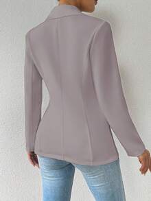 Single-Breasted Lapel Blazer: Sleek Design For Office/Casual Outfits,A Temperament-Enhancing Basic Style! Lapel Single-Button Blazer, The Ultimate Choice For Lazy People's Light Workplace Outfits,New Elegant Single-Button Casual Versatile Suit Jacket, Elegant Loose Version Suit Jacket, Light And Casual Versatile, Niche Design, Daily Commuting Essential. Featuring A Minimalist Lapel And A Slim, Slightly Tapered Waist, This Solid Color Suits Both A Professional, Work-Appropriate Look And A Sophisticated, Everyday Style. A Versatile Piece Suitable For Various Spring And Summer Occasions. - 灰1 - 查看 5