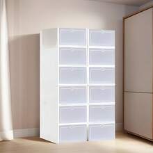 cajas Zapatera Apilables Estantes organizador de Plástico pegable Multifuncional con 14 piezas - Ver 3