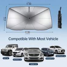 Car Windshield Sunshade, Foldable Windshield Sun Umbrella, Windshield Cooling Umbrella For Daily, Sun Visor, Sunshade Cover, Durable Sun Shade, Sunshade For Car Outside, UV Protective Sunshade - A - View 2