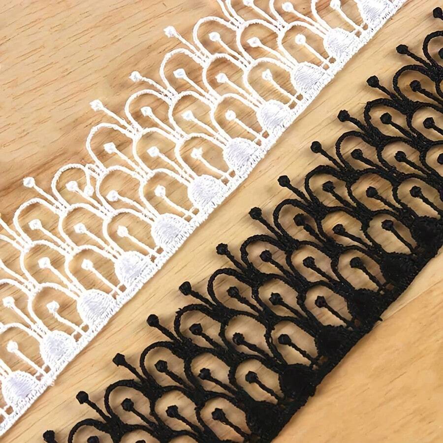 2 Yards Tassel Floral Lace, 4cm Wide Water-Soluble Embroidered Trim, Sewing DIY Craft Supplies - 2 Codes - View 1