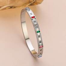 Vòng tay mạ vàng đính đá Cubic Zirconia, bộ vòng tay nhiều màu sắc, trang sức sang trọng, thanh lịch cho Giáng sinh, Năm mới, Đám cưới, Hẹn hò, và đeo hàng ngày. - Vàng - Xem 2