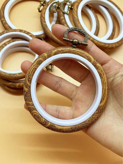 [5pcs/10pcs] Mini Wooden Hoops, 8cm/10cm Palm Embroidery Frames, Suitable For DIY Crafts, Needlework, Fabric Painting, Jewelry Making, Can Be Used As Bag Charms And Pendants