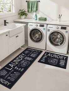 DAJIANG 1PC-Modern Laundry Room Floor Mat, Soft Channel Mat, Entryway Rug, Kitchen Floor Mat, Machine Washable, Dustproof Letter Carpet, Home Decoration Festival Room Decor. - Flannel Floor Mats, Living Room Rugs, Bedroom Rugs, Washable Rugs, Shag Rugs, Cozy Rugs, Soft On Feet, Home Decor Rugs, Adds Warmth, Stylish Rugs, Valentine's Day Decor, Valentines Decor - Welcome Mats, Entrance Mats, Outdoor Doormats, Absorbent Mats, Keeps Dirt Out, Front Door Mat, Cute Doormats, Easy Clean Mats, Kitchen Mats For Floor, Kitchen Rugs, Kitchen Deccor - 彩色 - 查看 5