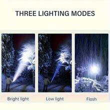 LiHangStar 1/2pcs Bright Handheld Flashlight, USB Rechargeable, Adjustable Zoom, Wide Beam, Portable Emergency Lighting Torch For Camping, Fishing, Repair, Outdoor Lighting - Telescopic Zoom Flashlight - View 4