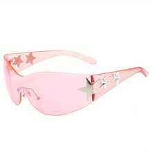 Y2K Modern  Rimless Wrap Around Frame Lightweight Durable Unisex UV Protection Lens Daily Casual Formal Occasion Fashion Accessories Minimalist Design - Chân đế màu đen hình ngôi sao đơn và các chi tiết màu đen xám. - Xem 7