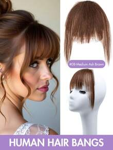 Human Hair Bangs, Invisible Extension Hair Strands, Natural And Realistic. Soft And Breathable, Easy To Wear, Ideal For Adding To Your Hairstyle When Vacationing At The Beach, Instantly Creating A Vibrant, Fresh And Charming Look. - Multicolor - View 10