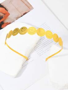 1pc Arabic Style Coin Headband For Women, Everyday, Party, Festival Wear, Moroccan Luxurious Gold-Tone Jewelry Hair Accessory, Headpiece, Head Chain - Bright Yellow 2 - View 3