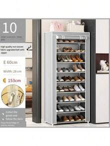 1pc Multi-Layer Shoe Rack, Large Capacity Dustproof Shoe Storage Organizer, Space-Saving Shoe Shelf, Stackable & Durable Shoe Stand For Entryway, Closet, Hallway, Bedroom, Dorm, Home - Multicolor - View 11