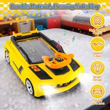 Simulation Racing Car Game Toy For Kids Interactive Driving Game With Steering Wheel, Sound Lights - Yellow - View 5