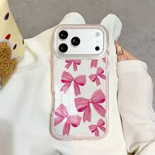1个亮粉色蝴蝶结透明手机壳 - 适合喜欢可爱复古风格的用户，兼容 17/17 Air/17 Pro/17 Pro Max/16/7/8/11/12/13/14/15/X/XR/Xs/Plus/Pro/Pro Max/SE2 - 彩色 - 查看 2