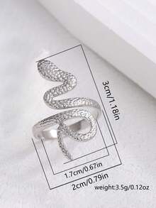 Nooxian 1 chiếc nhẫn thép không gỉ hình rắn rỗng có thể điều chỉnh, nhẫn Hiphop cá nhân hóa dành cho nữ (Không có hộp quà tặng) - Bạc - Xem 4